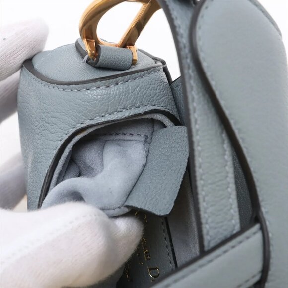 Christian Dior Saddle Micro Leather 2 Way Handbag Blue - Picture 12 of 13